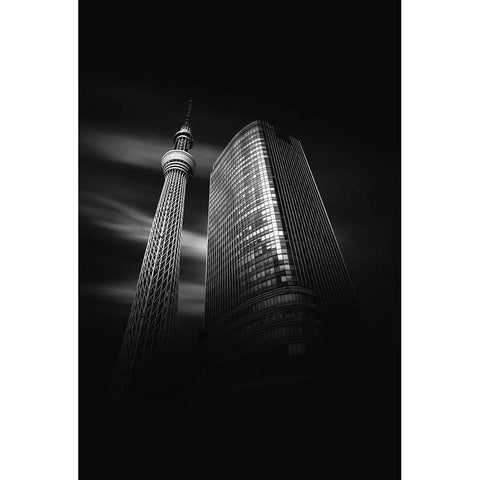 Tokyo Skytree Gold Ornate Wood Framed Art Print with Double Matting by Watanabe, Takeru