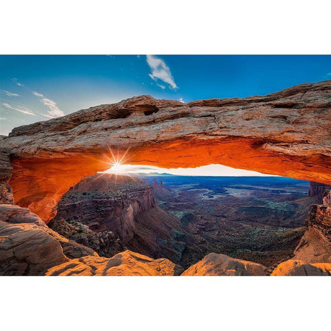 Sunrise At Mesa Arch Gold Ornate Wood Framed Art Print with Double Matting by Zheng, Michael