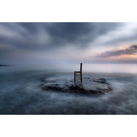 Of Tide-Dusk And Expectations Black Modern Wood Framed Art Print by Kaimaki, Maria