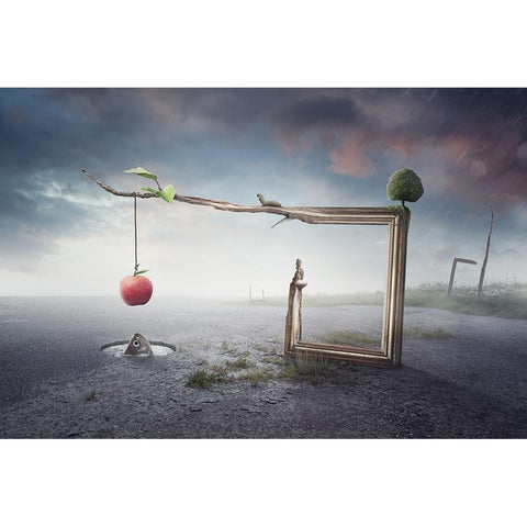 Balance Black Modern Wood Framed Art Print with Double Matting by Cakovsky, Peter