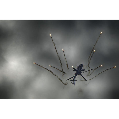 Apaches Fireworks Black Modern Wood Framed Art Print by Orion