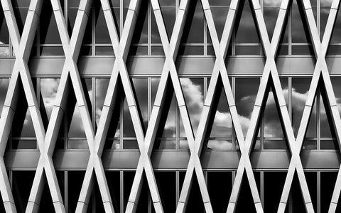 Skyscraper White Modern Wood Framed Art Print with Double Matting by Stalmans, Luc