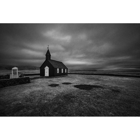 Budir Black Modern Wood Framed Art Print by Ingibergsson, Bragi