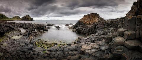 The Giants Causeway Black Ornate Wood Framed Art Print with Double Matting by Romero Angueira, Yolanda