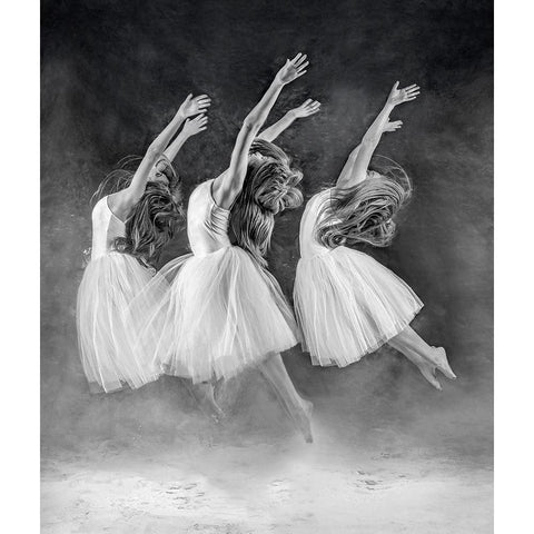 The Three Dancers White Modern Wood Framed Art Print by Pentony Ma, Pauline