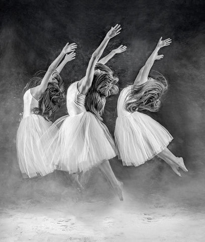 The Three Dancers White Modern Wood Framed Art Print with Double Matting by Pentony Ma, Pauline