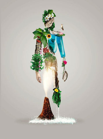 The Fantasy Nature Man White Modern Wood Framed Art Print with Double Matting by D Onofrio, Wanda