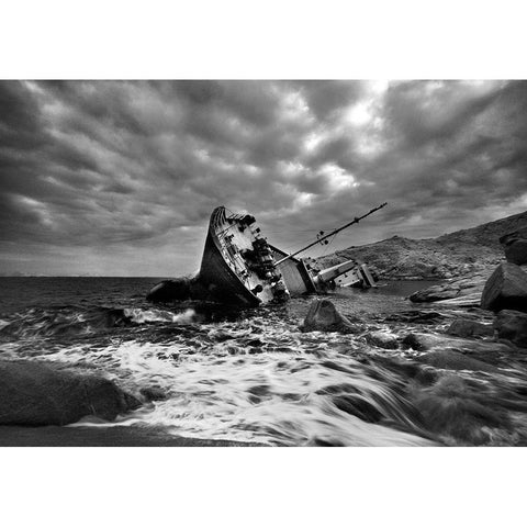 Capsized Black Modern Wood Framed Art Print by Wong, Adam