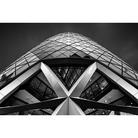 Zigzag (The  Gherkin) Gold Ornate Wood Framed Art Print with Double Matting by Thabet, Ahmed