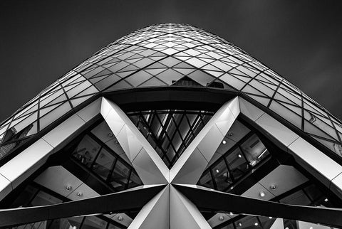 Zigzag (The  Gherkin) White Modern Wood Framed Art Print with Double Matting by Thabet, Ahmed