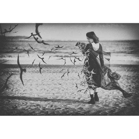 Ominous Call Death White Modern Wood Framed Art Print by Kiyota, Daisuke