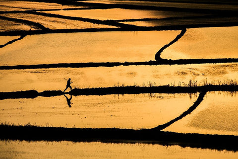 Rice White Modern Wood Framed Art Print with Double Matting by Nisan Kandilcioglu, Ummu