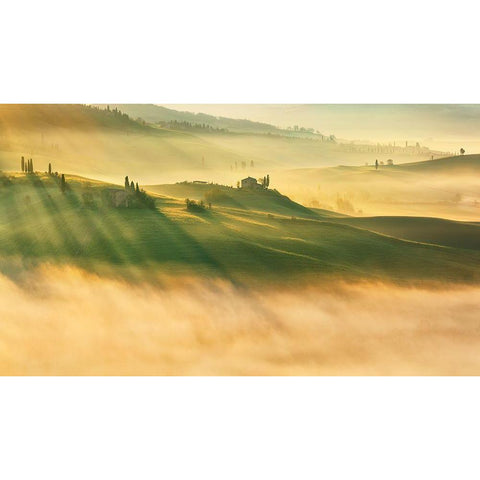 Foggy Valley... Black Modern Wood Framed Art Print with Double Matting by Browko, Krzysztof