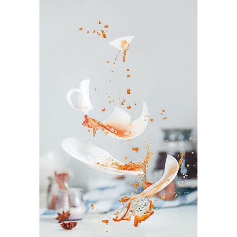 Broken Cup White Modern Wood Framed Art Print by Belenko, Dina
