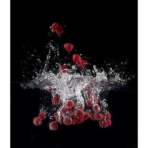 Raspberry Splash Black Modern Wood Framed Art Print with Double Matting by Stefan, Mogyorosi