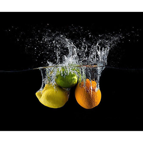 Citrus Splash Black Modern Wood Framed Art Print with Double Matting by Stefan, Mogyorosi