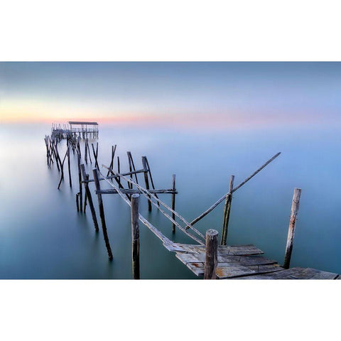 The Old Pier Black Modern Wood Framed Art Print with Double Matting by Osuna, Fran