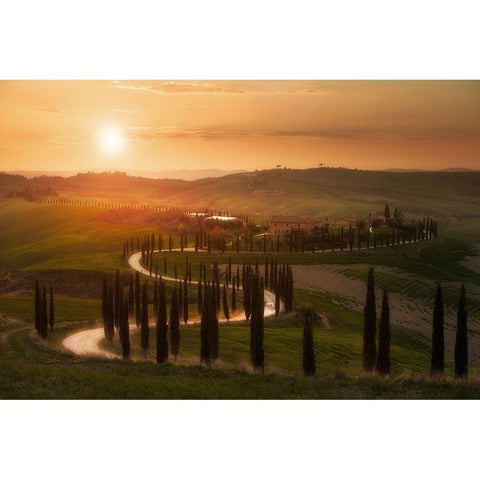Tuscany Evening Black Modern Wood Framed Art Print by Anton, Rostovskiy