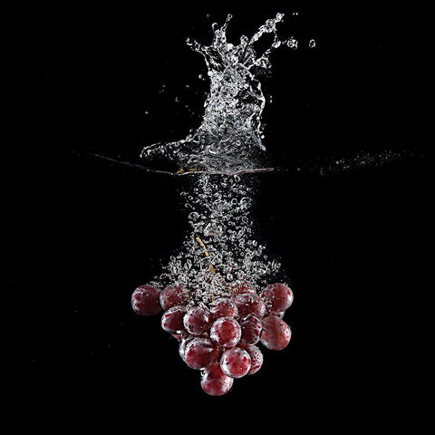 Grapes Splash White Modern Wood Framed Art Print by Stefan, Mogyorosi