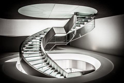 Stairway To Heaven White Modern Wood Framed Art Print with Double Matting by Bernardino Coelho, Antonio