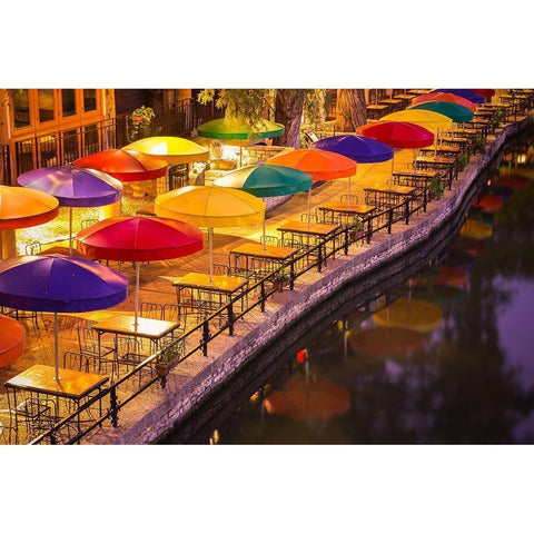 San Antonio River Walk Black Modern Wood Framed Art Print with Double Matting by Zheng, Michael