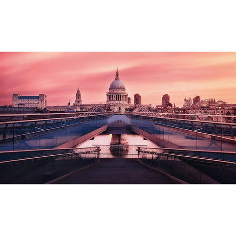 Sunrise At Millennium Bridge Black Modern Wood Framed Art Print by Cuomo, Massimo