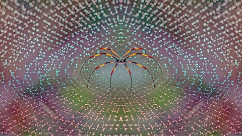 Spider White Modern Wood Framed Art Print with Double Matting by Thomopoulos, Thomas