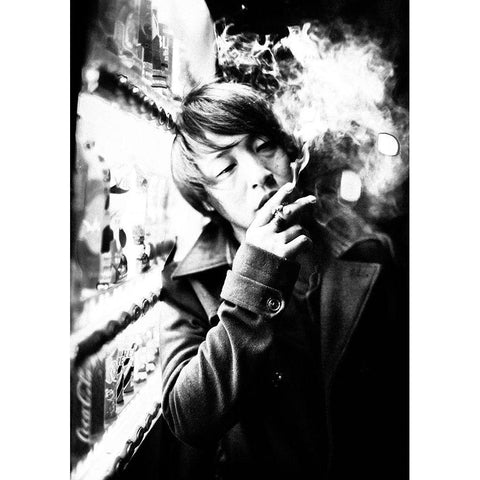 Smoking Black Modern Wood Framed Art Print with Double Matting by Matsunaga, Toru