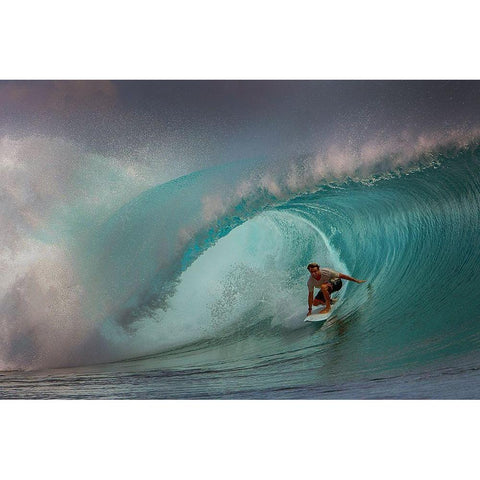 Rolling Surfer Black Modern Wood Framed Art Print with Double Matting by Bunjamin, Antonyus