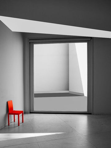 The Red Chair Black Ornate Wood Framed Art Print with Double Matting by Schuster, Inge