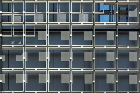 No Windows.......... White Modern Wood Framed Art Print with Double Matting by Niezen, Jan