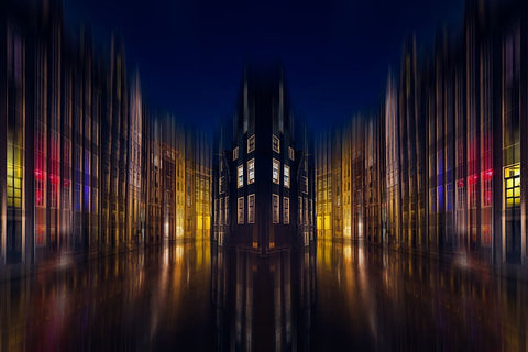 Our House In The Middle Of The Street Black Ornate Wood Framed Art Print with Double Matting by Kierek, Stefan