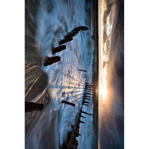 Shipwrecked Black Modern Wood Framed Art Print by Brackstone, Mel