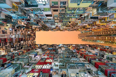 Crowded Spaces Black Ornate Wood Framed Art Print with Double Matting by Macua, Gerald