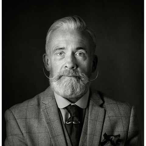 Man With A Tash White Modern Wood Framed Art Print by Wilkinson, Hugh