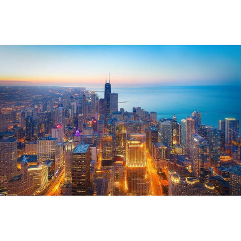 The Magnificent Mile Gold Ornate Wood Framed Art Print with Double Matting by Zheng, Michael