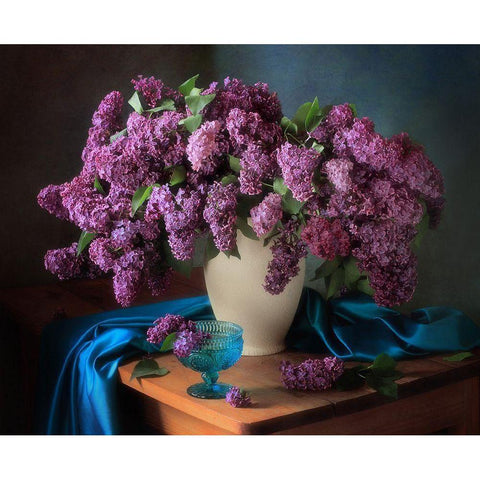 Still Life With Fragrant Lilac Gold Ornate Wood Framed Art Print with Double Matting by Skorokhod, Tatyana