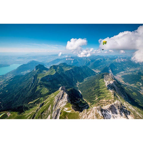 Flying Above La Tournette With Francis Boehm Qbimboq Black Modern Wood Framed Art Print with Double Matting by Shu, Tristan
