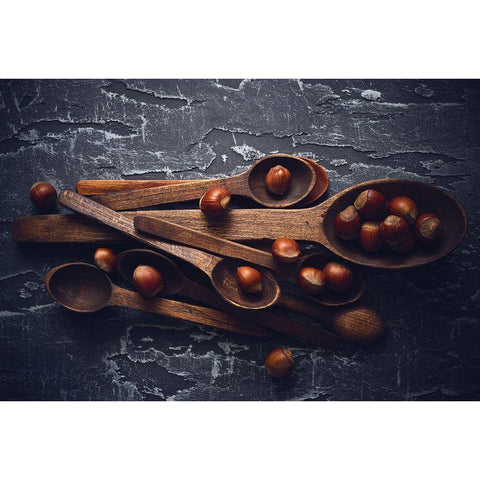 Hazelnuts Black Modern Wood Framed Art Print by Karina, Aleksandrova