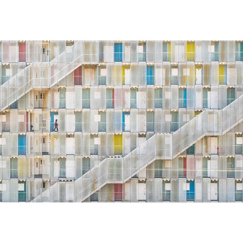 Colorful Apartment White Modern Wood Framed Art Print by Iwata, Satoshi