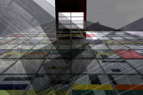 Skyward - Steel And Glass Combines Black Ornate Wood Framed Art Print with Double Matting by Wogeck, Marianne