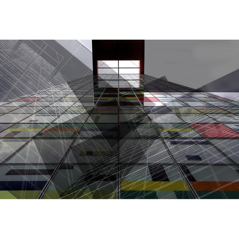 Skyward - Steel And Glass Combines Gold Ornate Wood Framed Art Print with Double Matting by Wogeck, Marianne