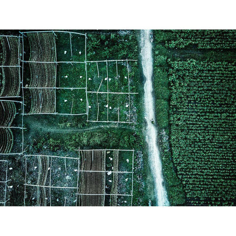 Land Of Idyllic Beauty Black Modern Wood Framed Art Print by Chengzhou, Zhou