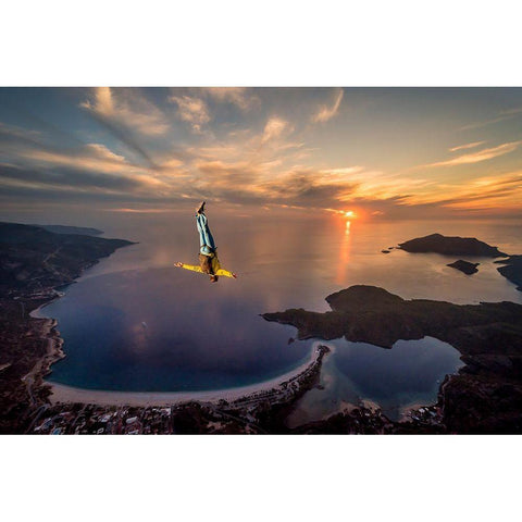 Freefalling With Guillaume Galvani Gold Ornate Wood Framed Art Print with Double Matting by Shu, Tristan