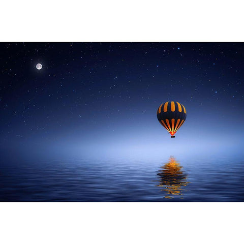 Air Ballon Black Modern Wood Framed Art Print by Hamiti, Bess