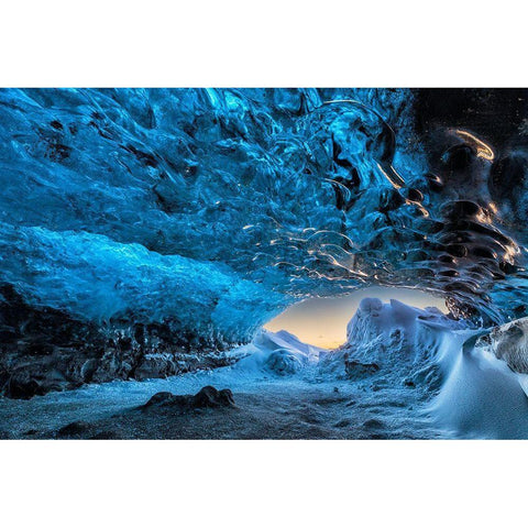 Crystal Cave Black Modern Wood Framed Art Print by Kort, Bragi