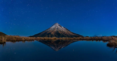 Mt Taranaki White Modern Wood Framed Art Print with Double Matting by Shi, Fei