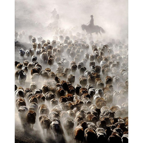 The Great Migration Of China White Modern Wood Framed Art Print by Wong, Adam