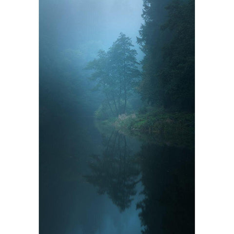 Nameless Lake White Modern Wood Framed Art Print by Lach, Milos