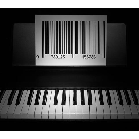 Play The Piano Black Modern Wood Framed Art Print with Double Matting by De Kogel, Wieteke